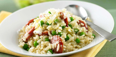 Chorizo, Pea & Parmesan Risotto