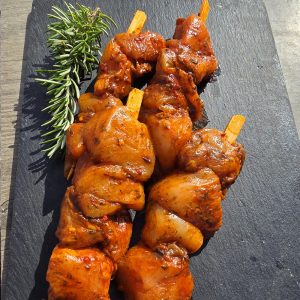Jamaican Jerk Kebabs on a slate platter